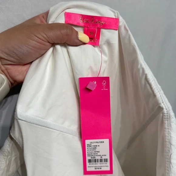 Lilly Pulitzer Kipton Romper Resort White Pineapple Pucker Jacquard NEW Size 16 - Picture 12 of 13